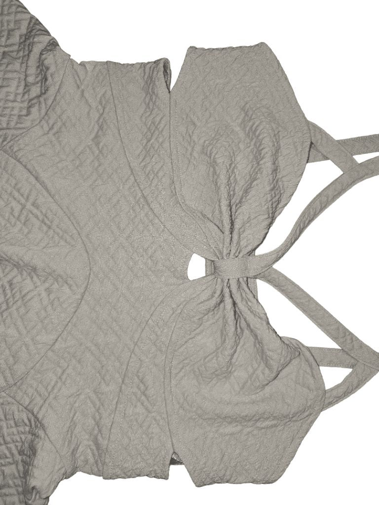 Women's Free People Cage Textured Beige Sand Cutout Peplum Top Size SMALL
