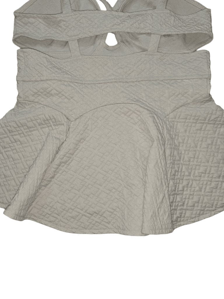 Women's Free People Cage Textured Beige Sand Cutout Peplum Top Size SMALL