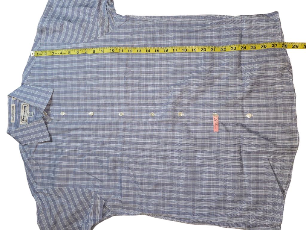 Men's Burberry Blue and White Gingham Button Down Shirt Size 15 1/2 (33)
