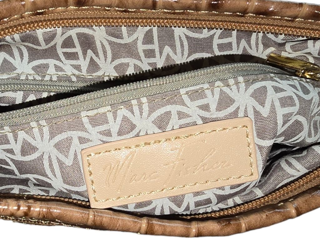 Women's Marc Fisher Faux Crocodile Vegan Leather Brown Medium Crossbody Bag