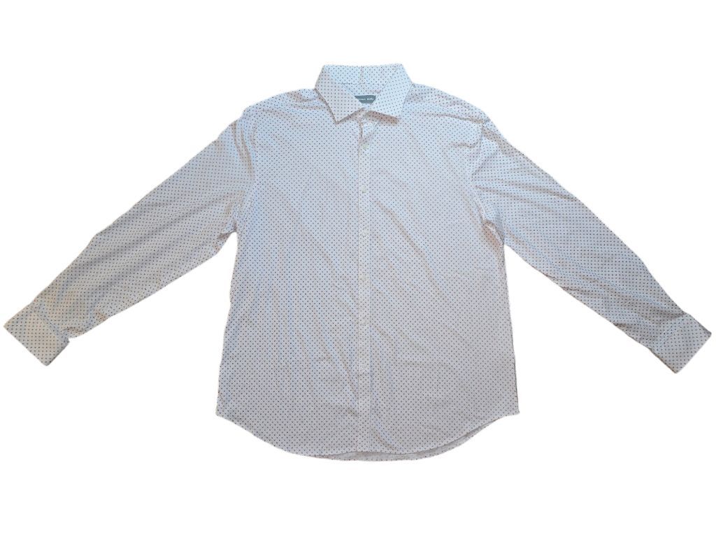 Men's Michael Kors White Slim Fit Fine Gauge Knit LS Button Down Shirt Size XL