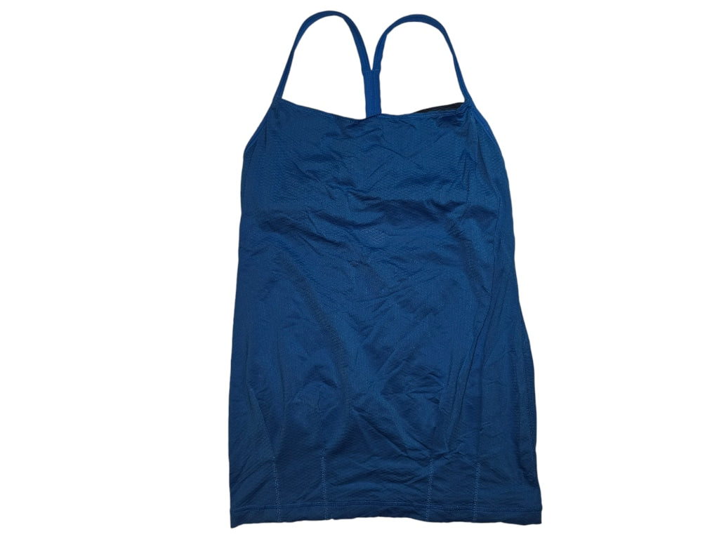 Lululemon Women's 6 Blue Athletic Y Tank Shelf Bra Racerback Layered Vented Gym