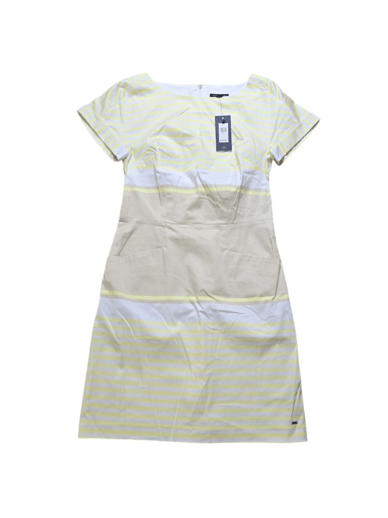 Women's Tommy Hilfiger Yellow Beige White Striped Dress Size 4 NWT MSRP $119.99