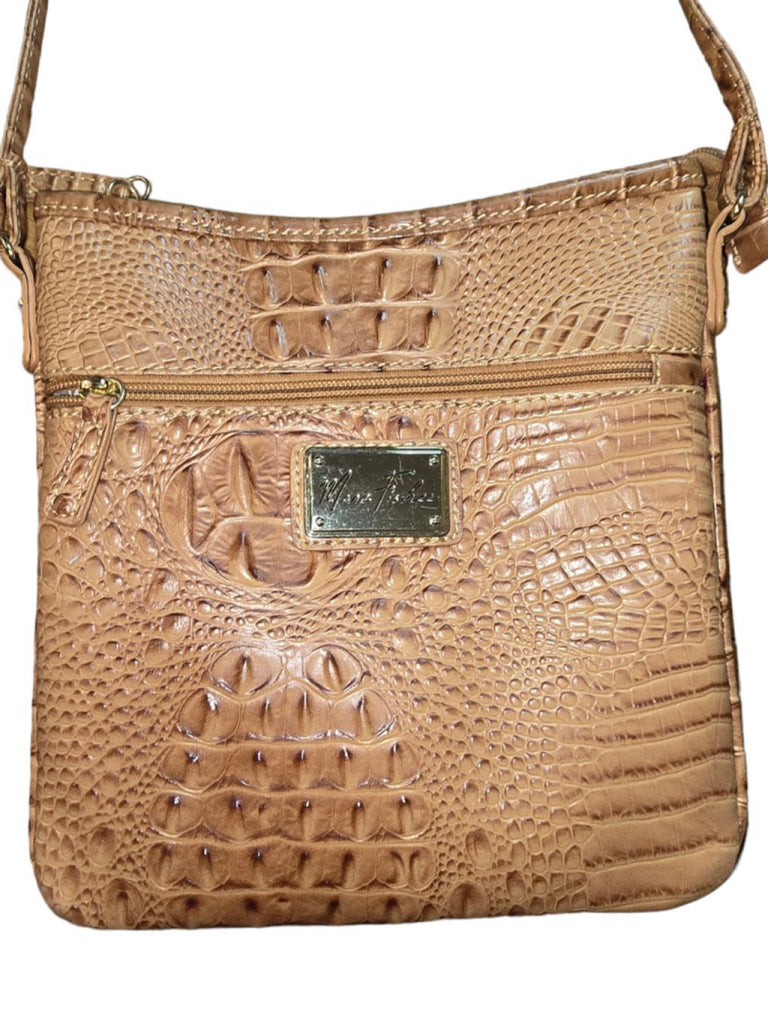Women's Marc Fisher Faux Crocodile Vegan Leather Brown Medium Crossbody Bag