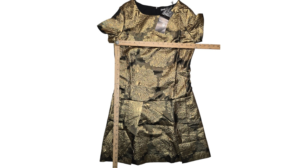 Women's Desigual Vest Gold Floral Lucia Dress Size 38 US 8 Mini HOLIDAY