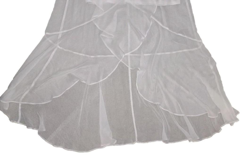 Express White Off Shoulder High Low Ruffle Sheer Lined Dress Medium Summer Beach