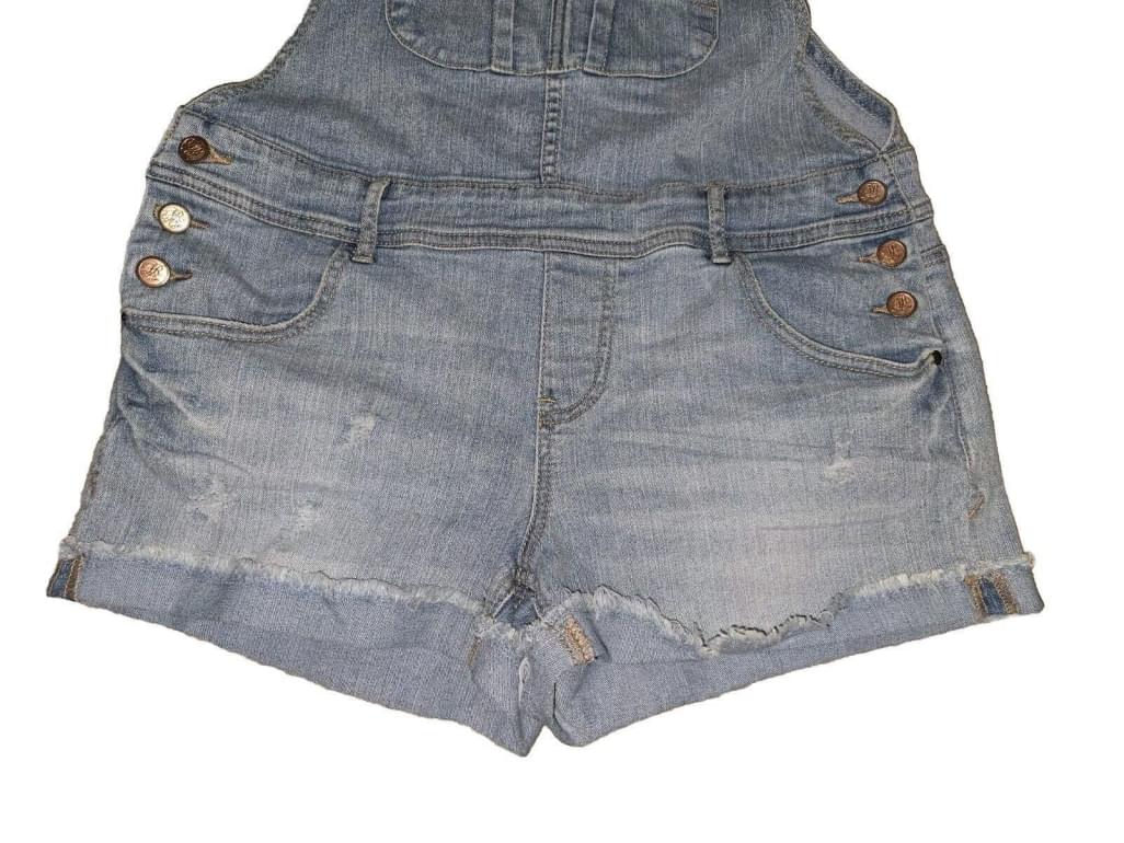 NWT American Rag Chambray Overall Jean Shorts Size 7 Light Blue Wash *MSRP $59*