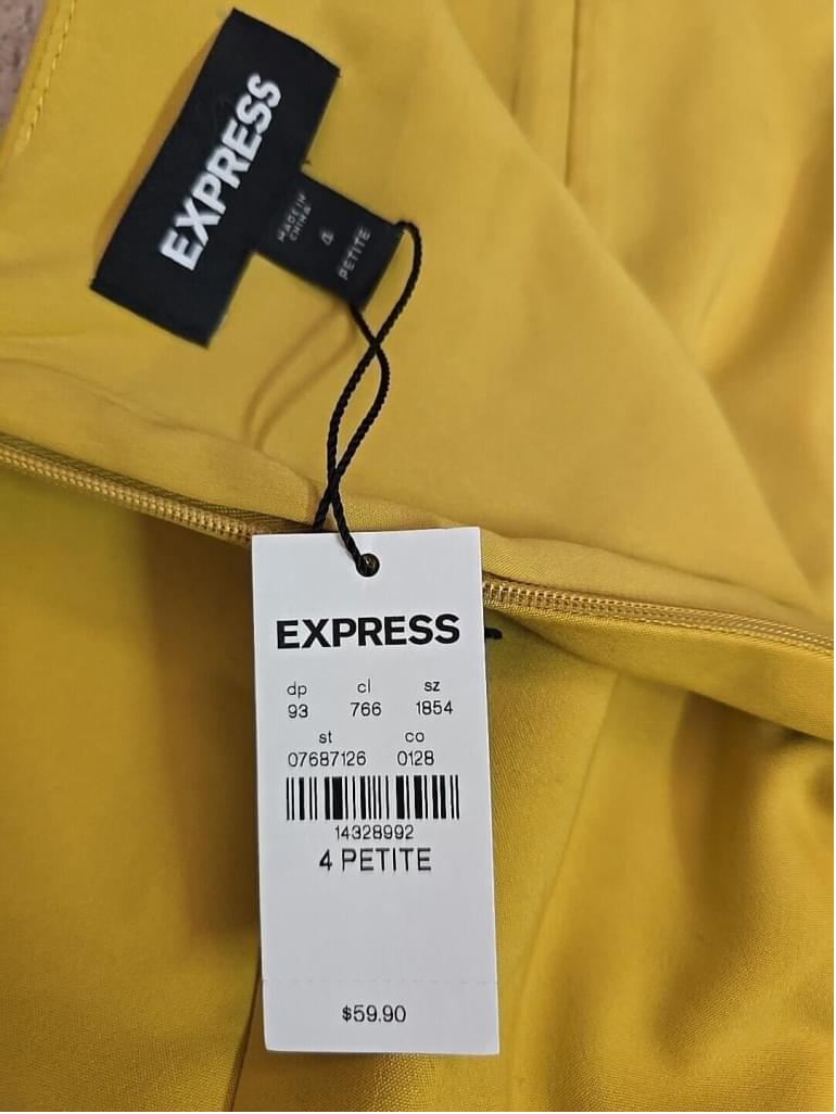 NWT Express Mustard Yellow Zip Back Pencil Skirt 4P *MSRP $60*