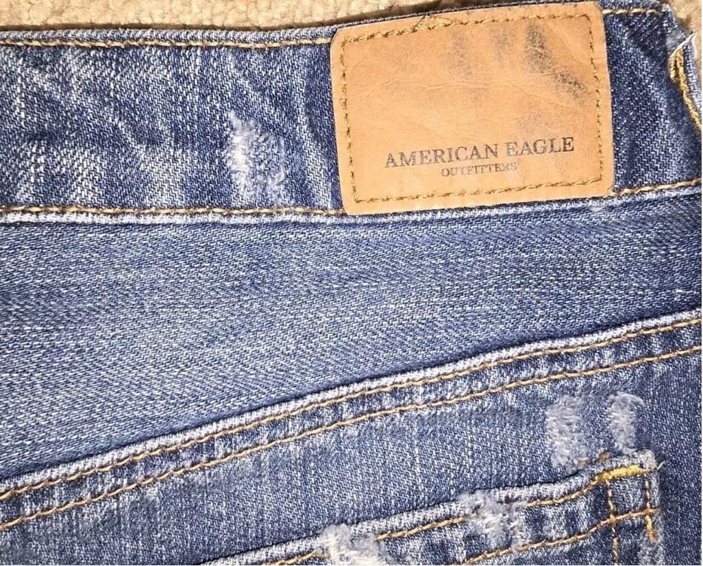VTG Y2K American Eagle Button Fly Jean Skirt Size 2 Distressed Denim