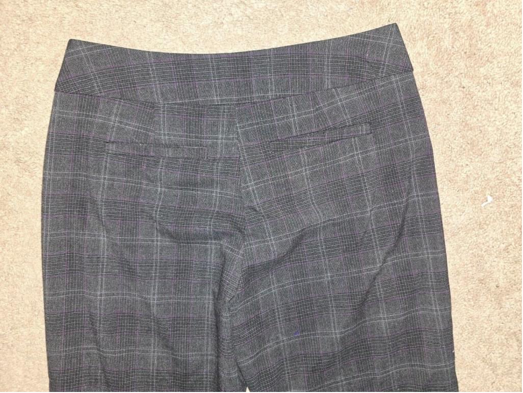 Gloria Vanderbilt Gray Purple Plaid Slacks Straight Leg Pants SZ 6
