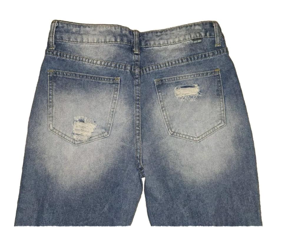 Hot Kiss Ultra Distressed High Rise Mom Jeans Size 7 Frayed Hem