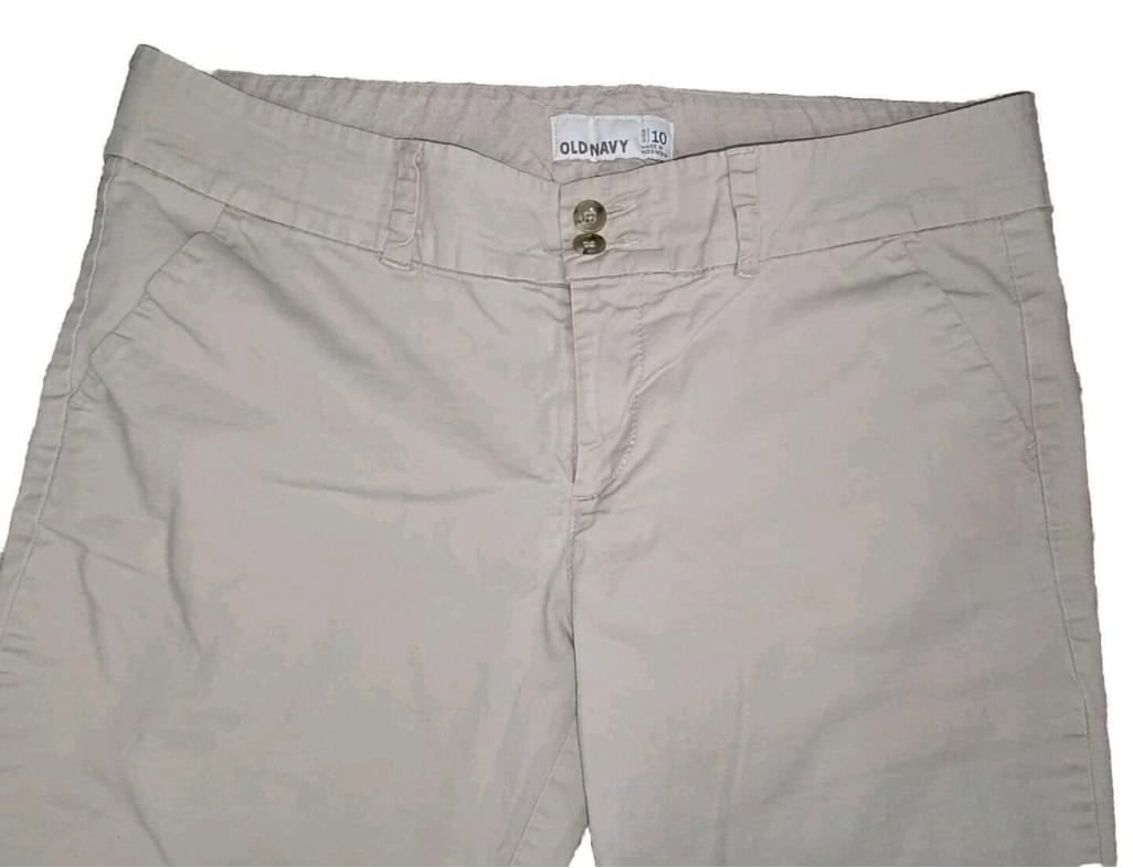 Old Navy Pants Size 10 Womens Flare Low-Rise Casual Stretch Pockets Chino Khaki
