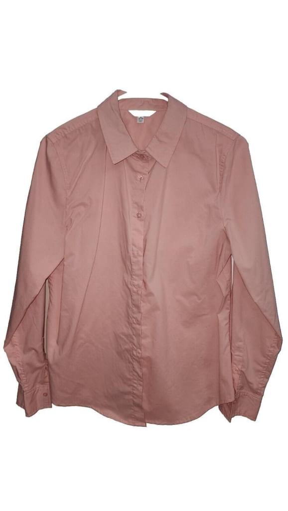 Time And True Button up Career Shirt Medium 8-10 Coral Long Sleeve Top Stretch