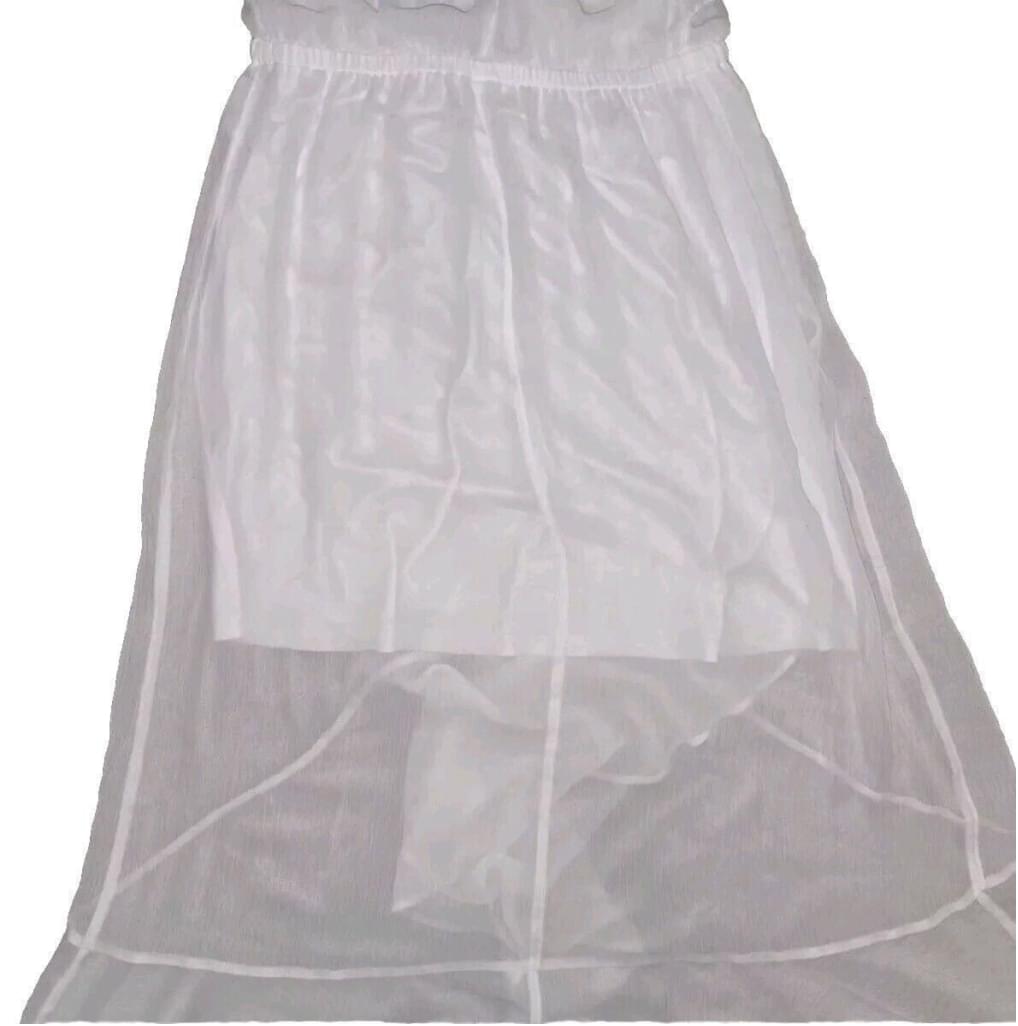 Express White Off Shoulder High Low Ruffle Sheer Lined Dress Medium Summer Beach