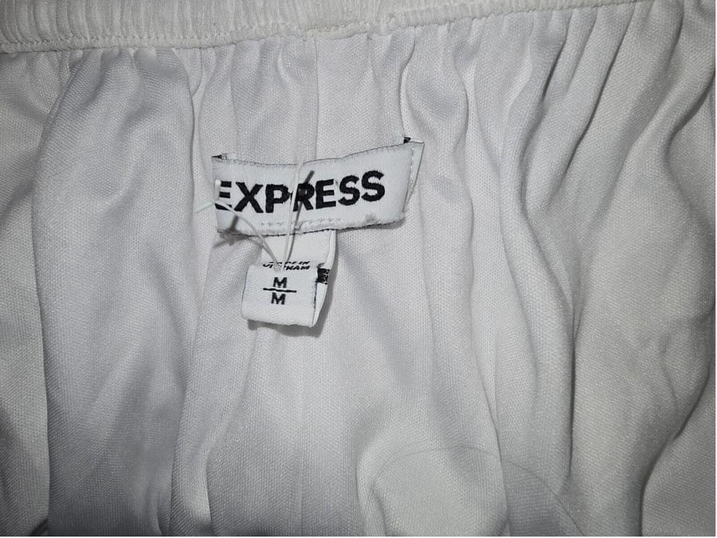Express White Off Shoulder High Low Ruffle Sheer Lined Dress Medium Summer Beach