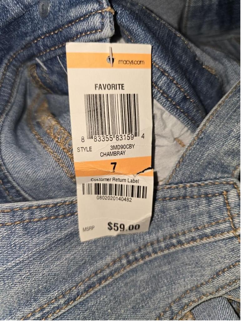 NWT American Rag Chambray Overall Jean Shorts Size 7 Light Blue Wash *MSRP $59*