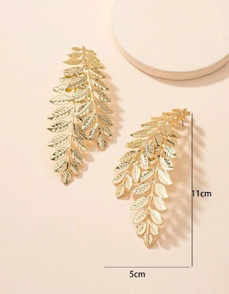 Fashion Gold Sun Goddess Leaf Vintage Style Bohemian Earrings Statement Large