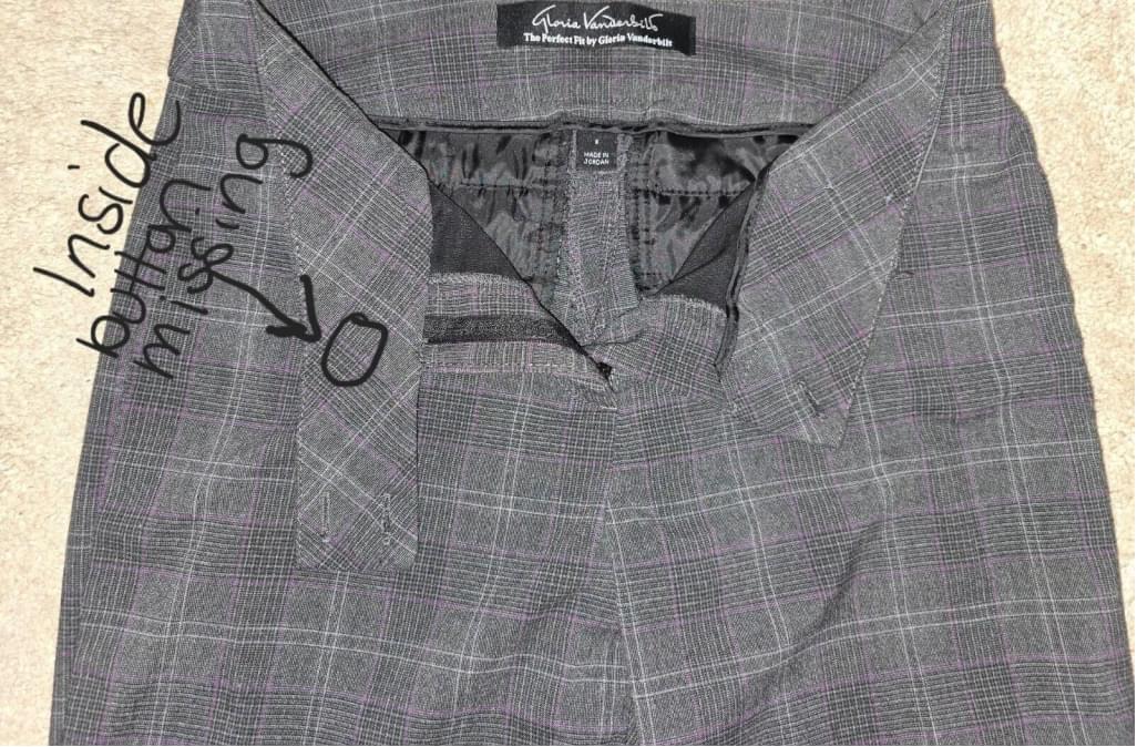 Gloria Vanderbilt Gray Purple Plaid Slacks Straight Leg Pants SZ 6
