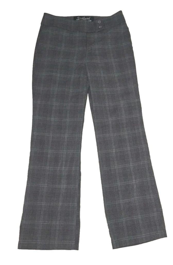 Gloria Vanderbilt Gray Purple Plaid Slacks Straight Leg Pants SZ 6