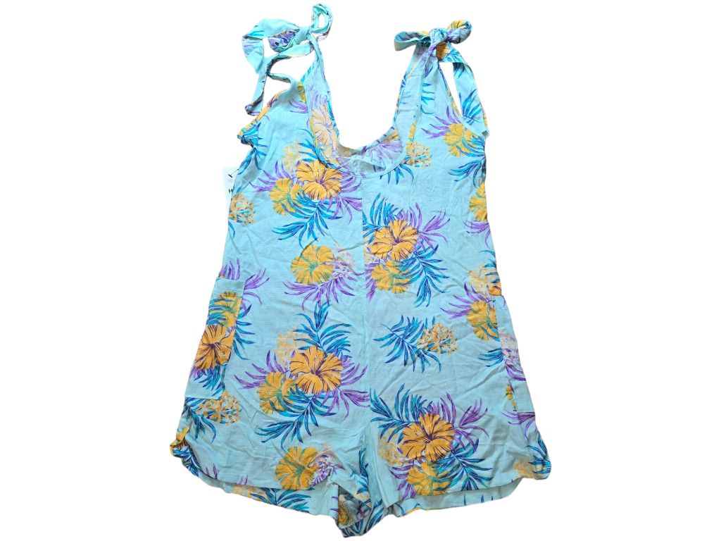 Hurley Women's Blue Floral Romper Size S Beach Pool Cover Up