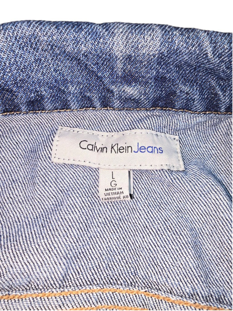 Vintage Men's Calvin Klein Blue Denim Jacket Size L Jean Classic Trucker