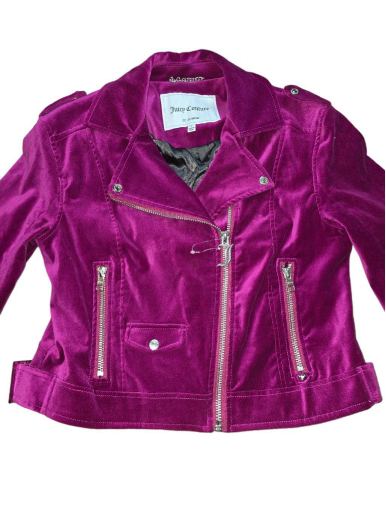 Women's Juicy Couture Pink Fuschia Velvet Vanessa Moto Jacket - Size S