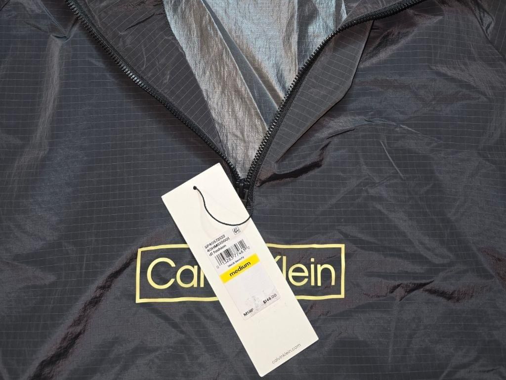 Men's Calvin Klein Black Windbreaker Half Zip Mock Neck Jacket SZ M MSRP $148