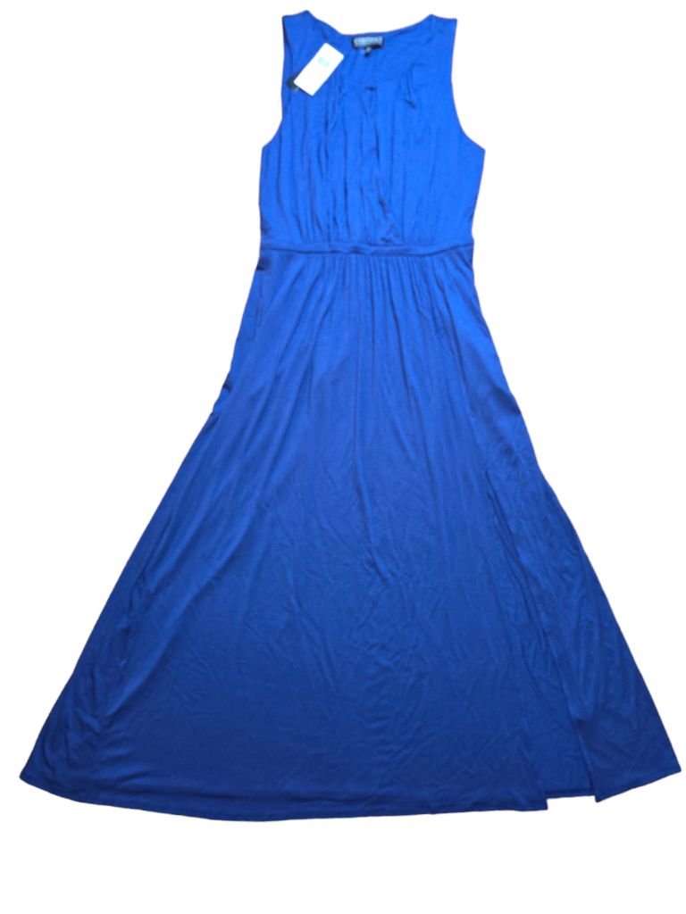 Women's Context Royal Blue Maxi Sundress Size LARGE Leg Slit Dress *MSRP $98*