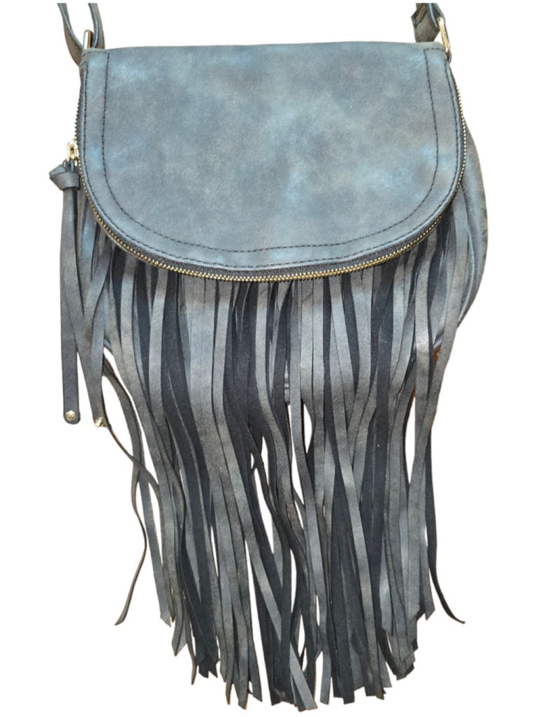 Women's Apt 9 Boho Gray Crossbody Fringe Bag