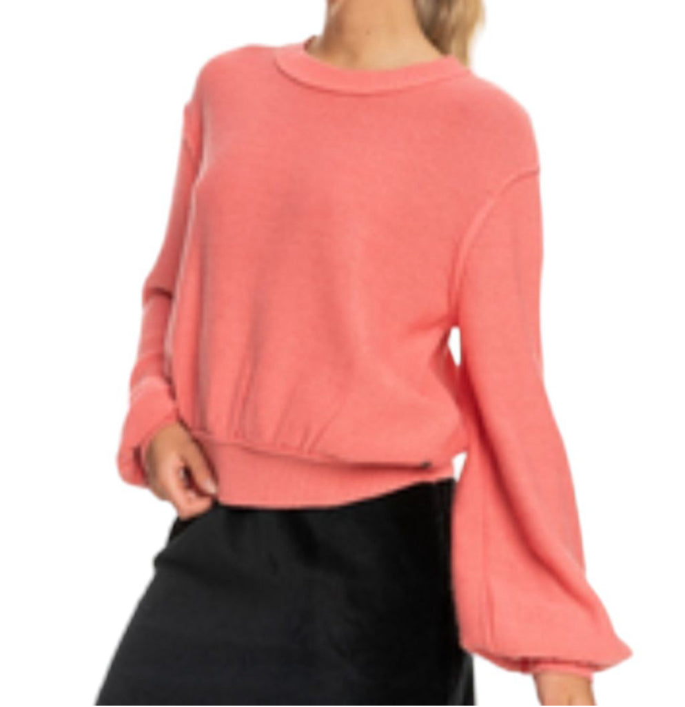 Women's ROXY Loft Music Sweater XS Pink Balloon Long Sleeve