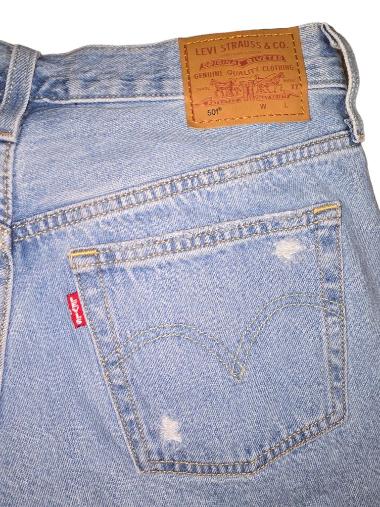 VTG Levi's Premium 501Distressed Jean Shorts Size 28 Blue