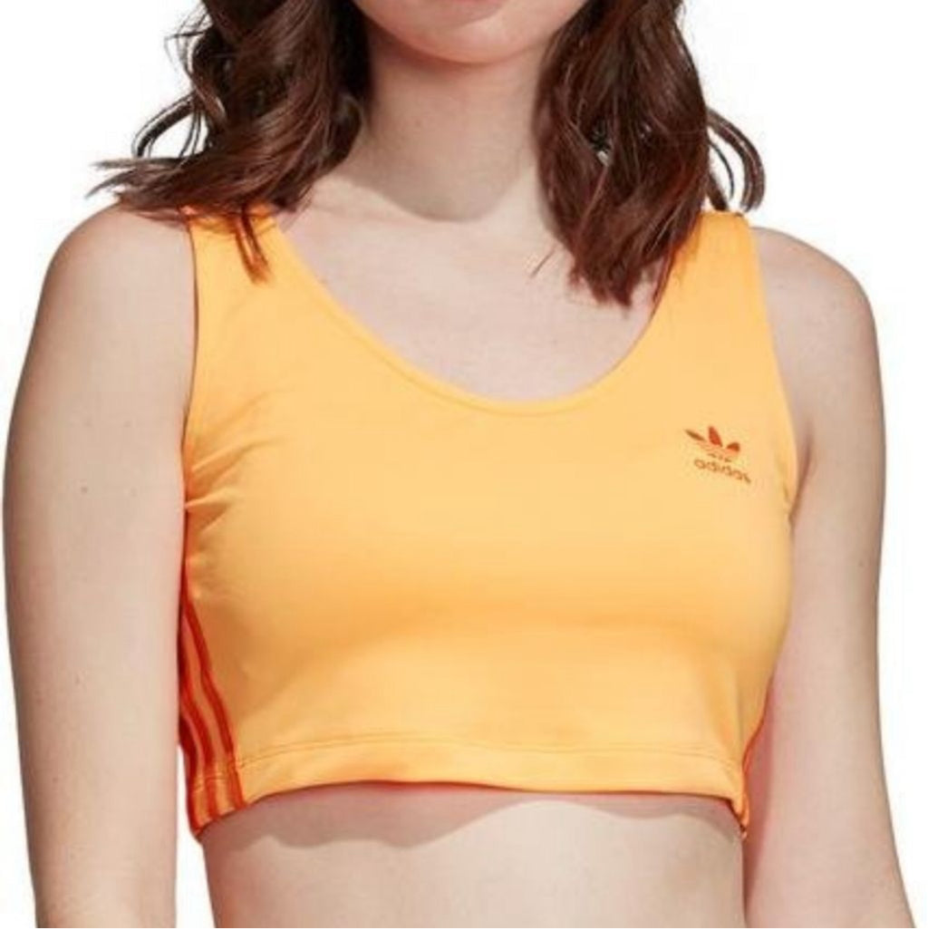 Women's Adidas Origanals Tank Top, Bright Orange, Size M Cropped Neon Red Stripe