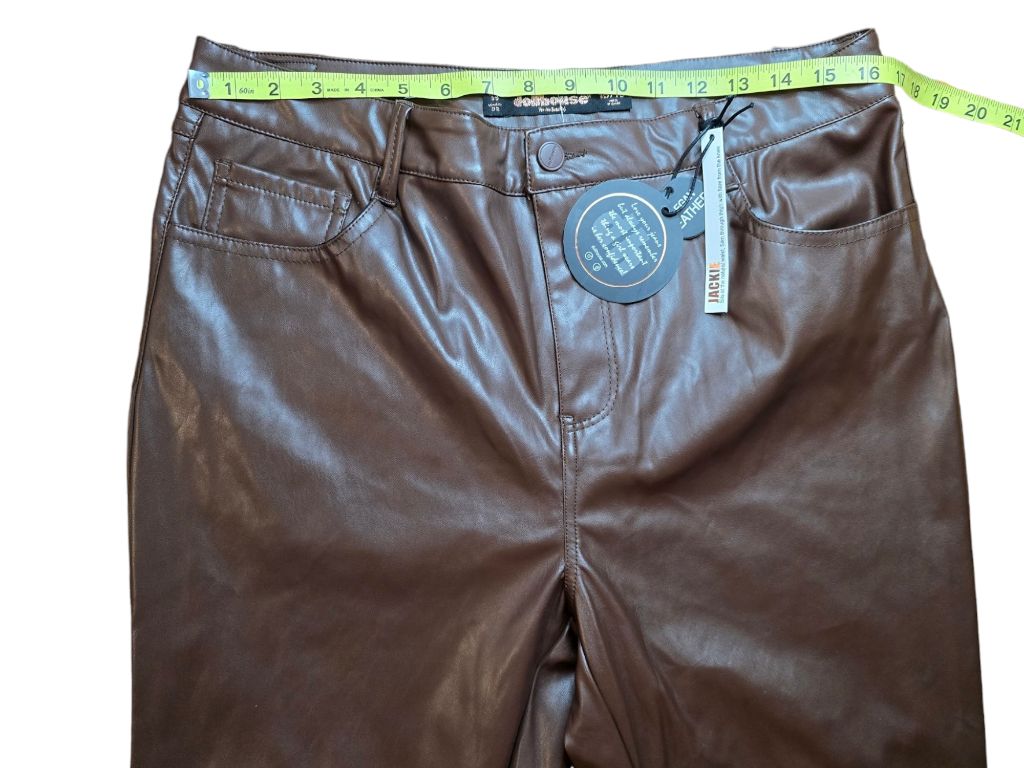 Women's DollHouse Brown Faux Leather Jackie Flare Pants - Size 15/16