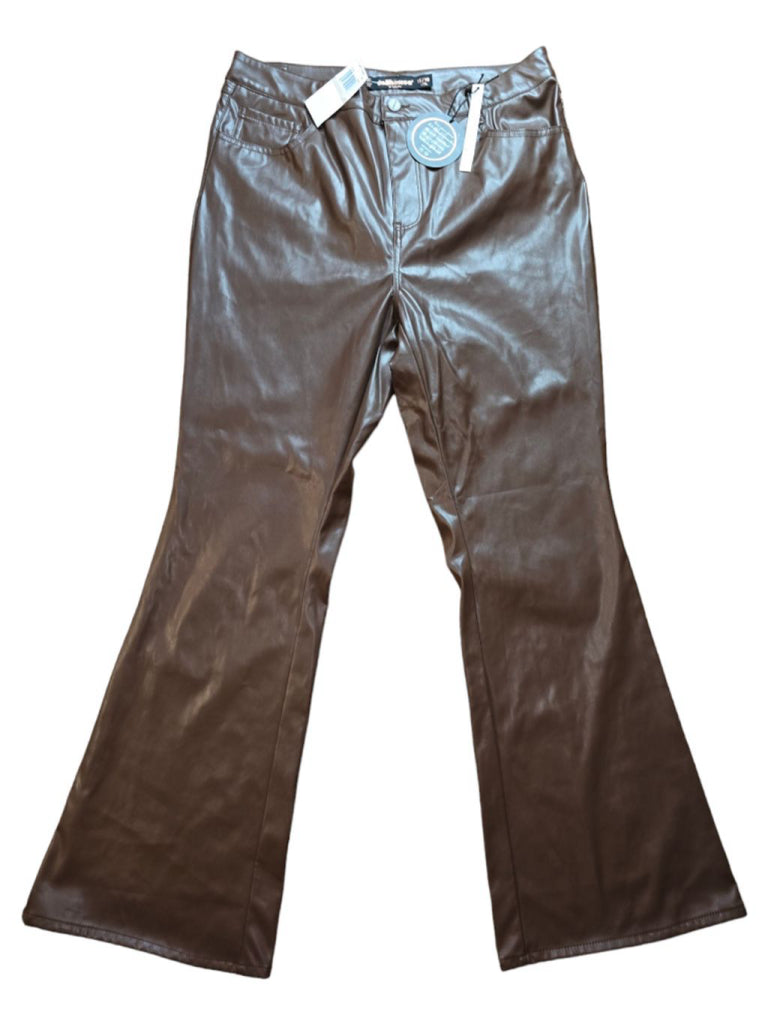 Women's DollHouse Brown Faux Leather Jackie Flare Pants - Size 15/16