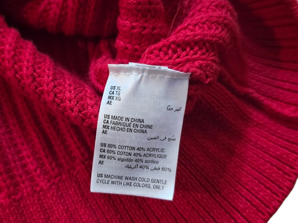 Women's Style & Co Cable Knit Front V-Neck Sweater Size XL MSRP $50 Red