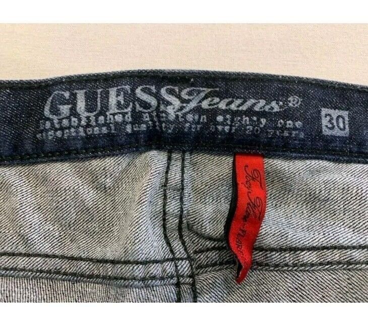 Guess Women's Boot Cut Jeans Size 30 Low Rise Stretch Beaded Pockets Dark Wash