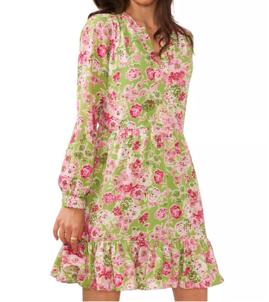 Women's Vince Camuto Green Floral Baby Doll Dress Size XL Bohemian