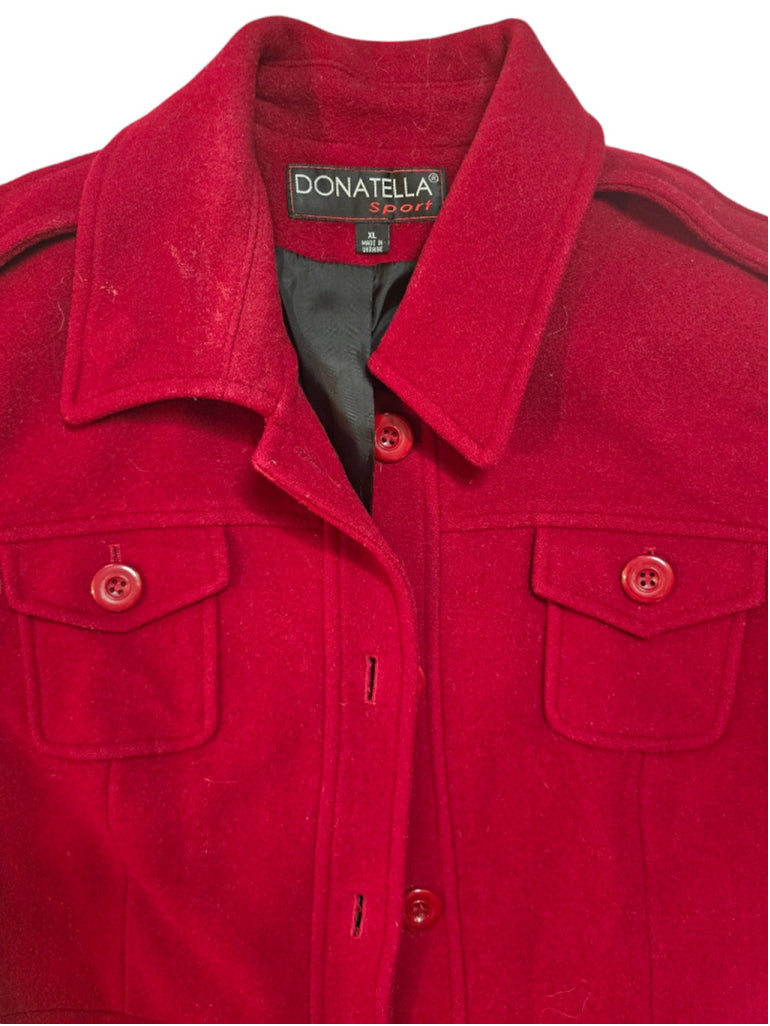 Women's Donatella Sport Wool Coat Red XL Long Peacoat