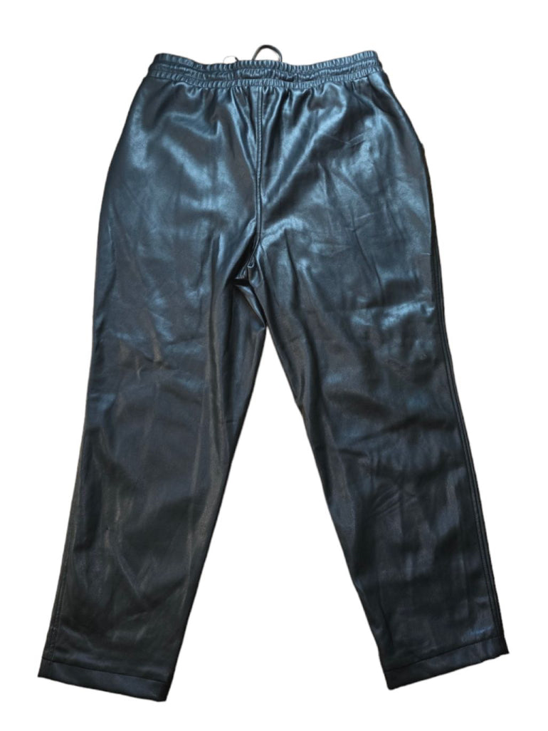 Women's Calvin Klein Black Faux Leather Jogger Pants - Size L With Pockets