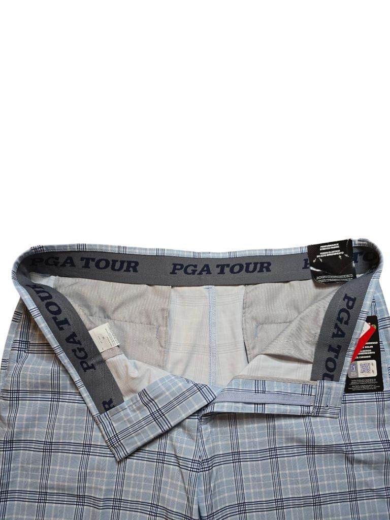 Men's PGA TOUR Blue Plaid Stretch Shorts Size 36 MSRP $65