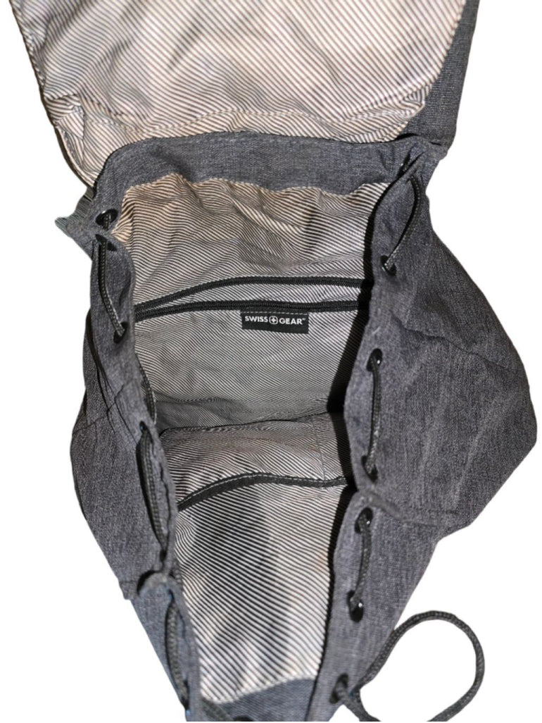 SwissGear 7658 Getaway Cinch Sack Charcoal Gray Black Backpack