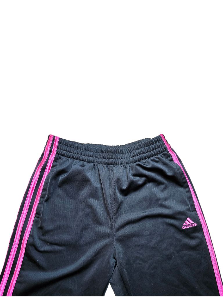 Girls Adidas Tracksuit Black Pink Stripe Size Large 14