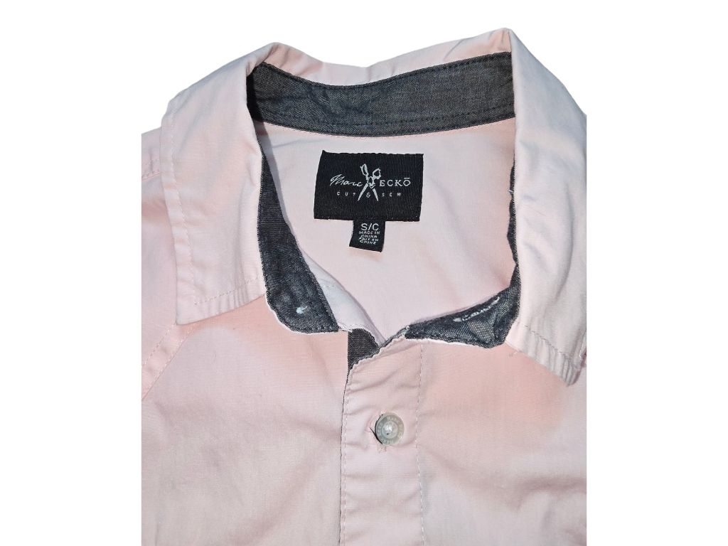 Men's Marc Ecko Unltd. Pink Short Sleeve Button Up Shirt Size SMALL