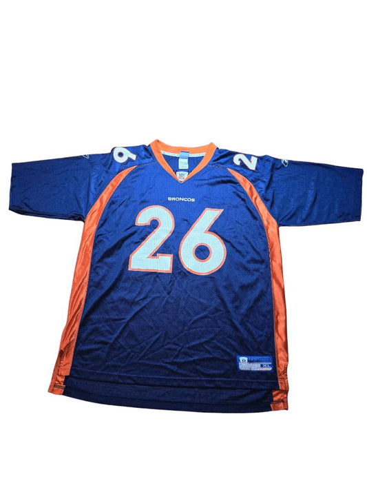 Vintage NFL Reebok Denver Broncos Clinton Portis #26 Blue Jersey Size XL