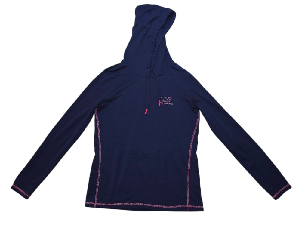 Women's Vineyard Vines Performance Navy Blue/Pink Hoodie Sweatshirt Sz M Pocket