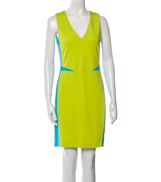 Women's Lisa Perry Colorblock Sheath Dress Green Blue Size 2