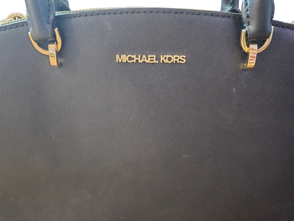 Women's Michael Kors Ellis black leather large satchel tote handbag