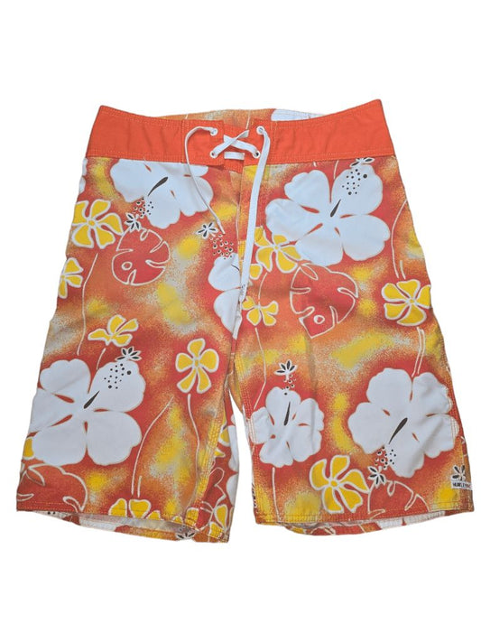 Vintage Men's Hurley Floral Swim Trunks Size 30 Orange Board Surfer Shorts