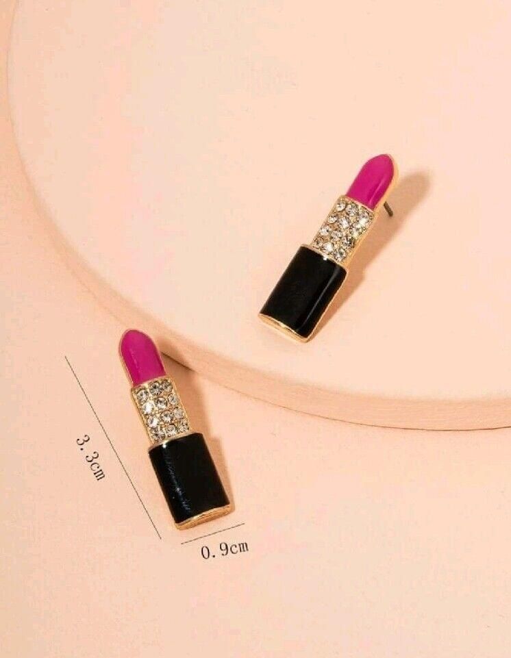 Lipstick Makeup Classy Boho Peasant Hipster Hippie Pop Deco Earrings