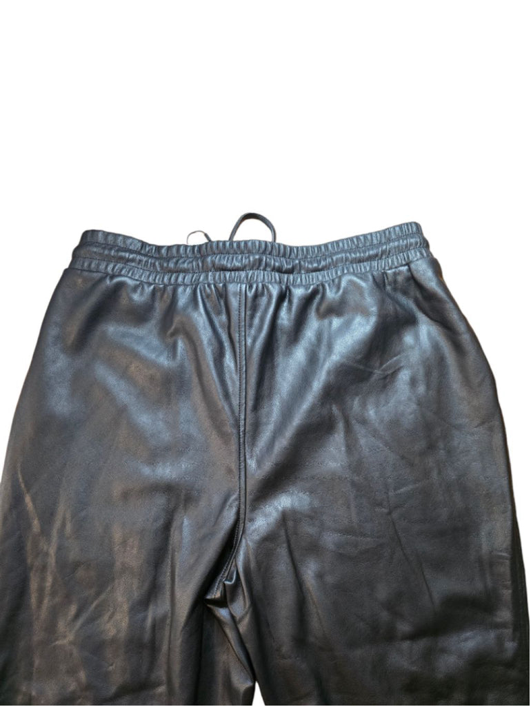 Women's Calvin Klein Black Faux Leather Jogger Pants - Size L With Pockets